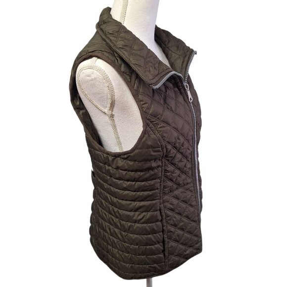 Marc‎ New York Quilted Vest Olive Green Full Zip Collar Fall Spring Womens Large - Picture 3 of 11